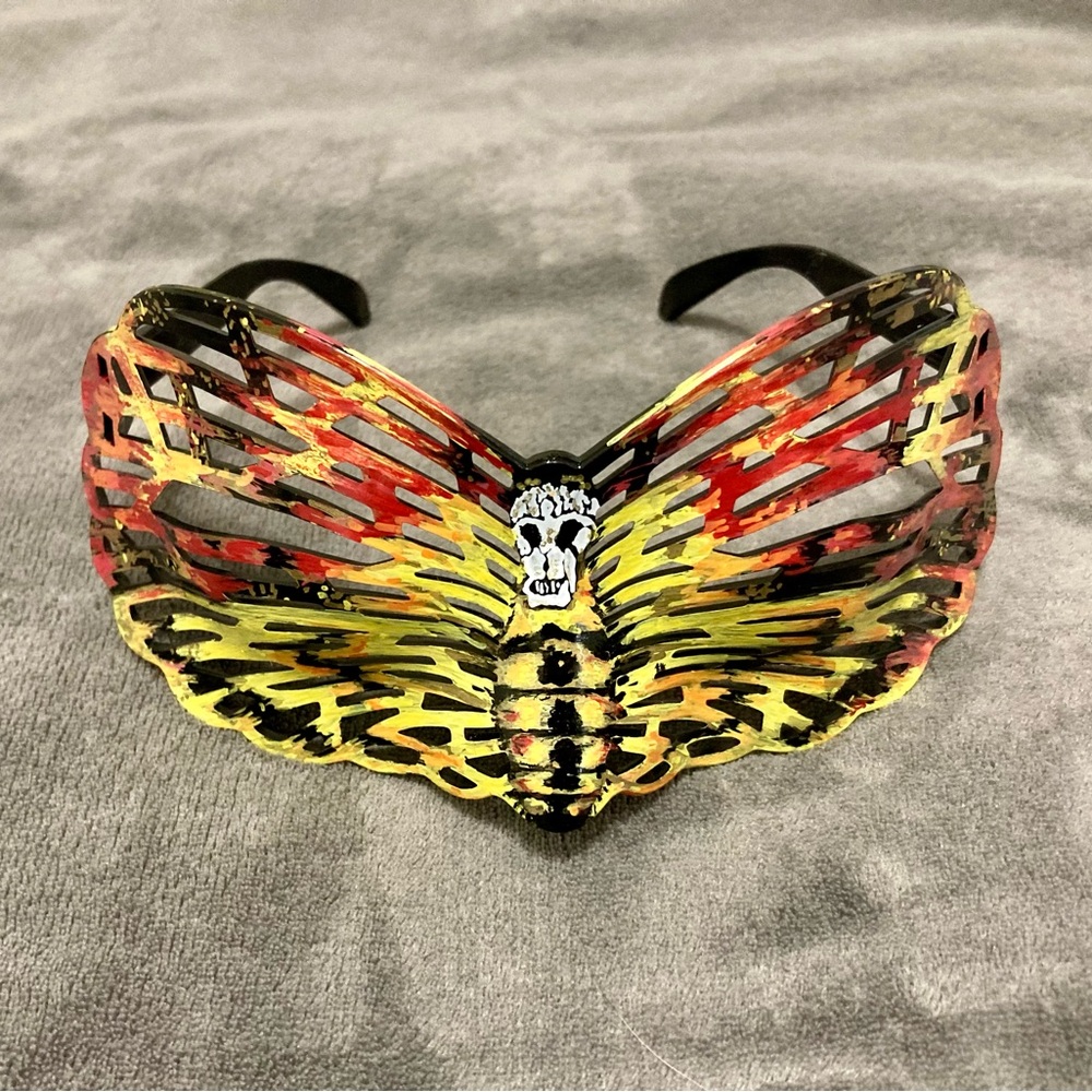 Upcycled Hand Painted Deaths Head Moth Glasses - Silence of the Lambs - Horror